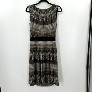 L'AGENCE High Neck Midi Length Dress - Geometric Design - Black/Gray/White - 6